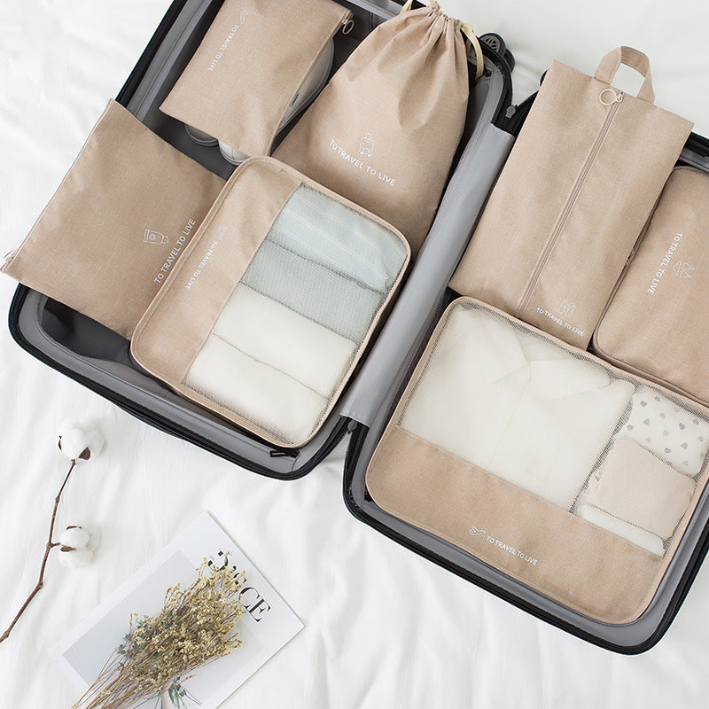 Travel storage bag 7-piece set Nordic style Oxford cloth simple clothing classification and sorting bag factory direct supply