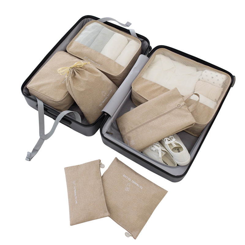 Travel storage bag 7-piece set Nordic style Oxford cloth simple clothing classification and sorting bag factory direct supply