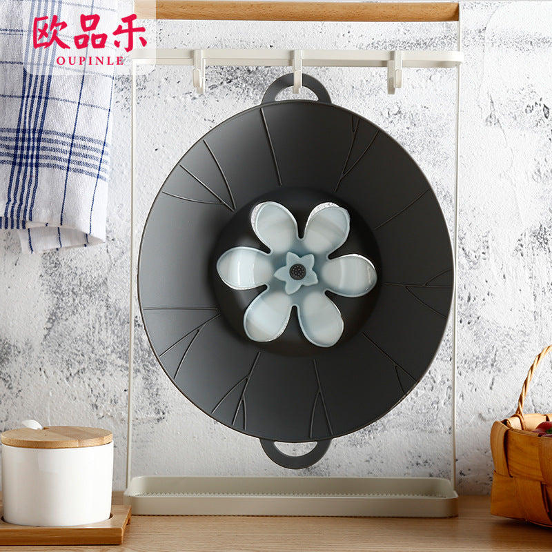 Rotatable pot lid Silicone fresh-keeping lid Silicone flower-shaped anti-overflow pot lid Kitchen gadgets Factory direct sales