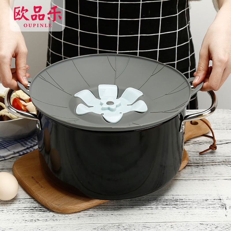 Rotatable pot lid Silicone fresh-keeping lid Silicone flower-shaped anti-overflow pot lid Kitchen gadgets Factory direct sales