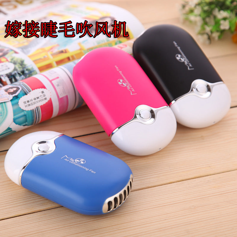 Source manufacturer eyelash fan new product grafting hair dryer fashionable mini air conditioner small fan USB charging portable