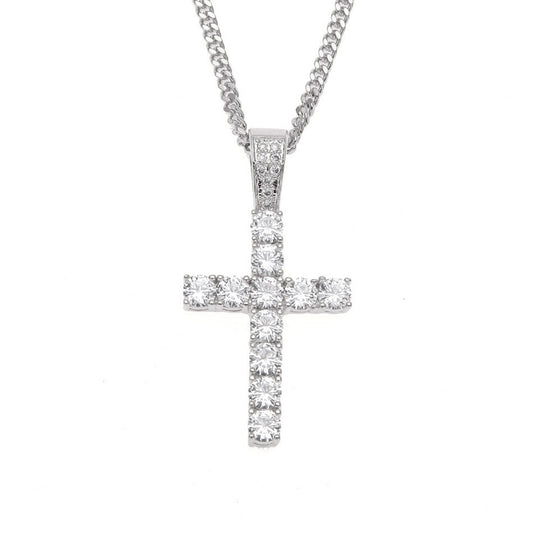Spot European and American hip-hop new claw-set zircon cross pendant rock nightclub men's necklace jewelry wholesale