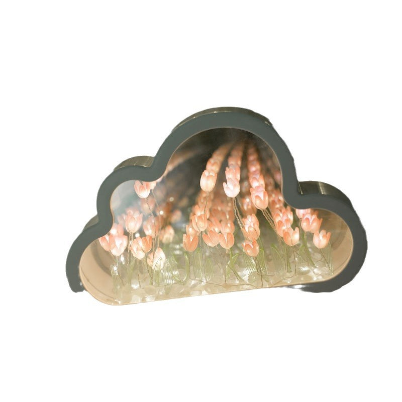 Tulip cloud mirror creative night light gift Christmas holiday gift girlfriend girlfriend atmosphere handmade ornaments