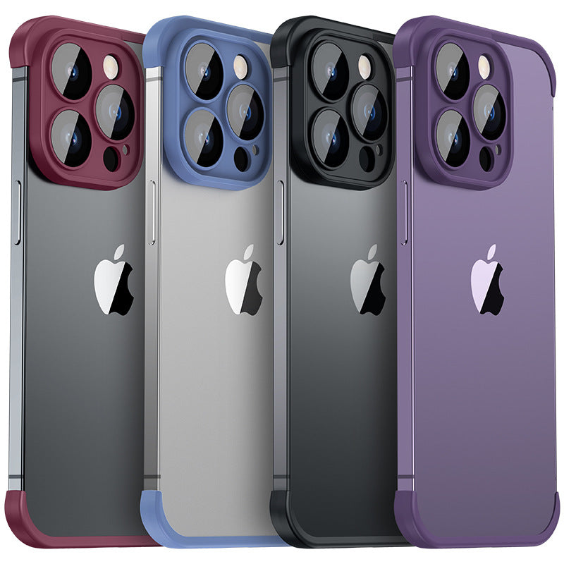 Suitable for iphone14pro with glass lens film mobile phone case Apple 13promax corner pad tpu borderless