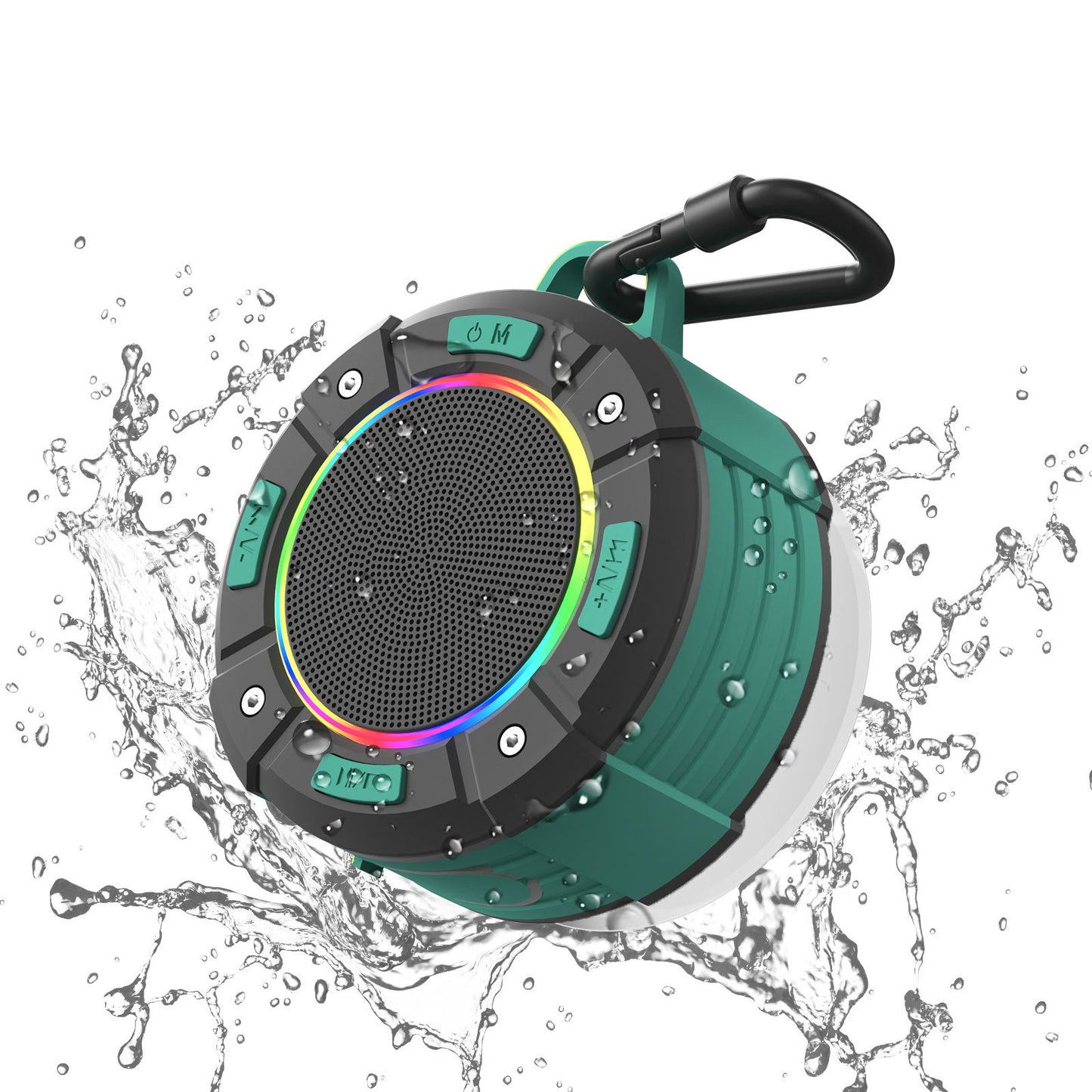 Cross-border round large suction cup mini Bluetooth speaker outdoor cycling portable small speaker subwoofer hook color light