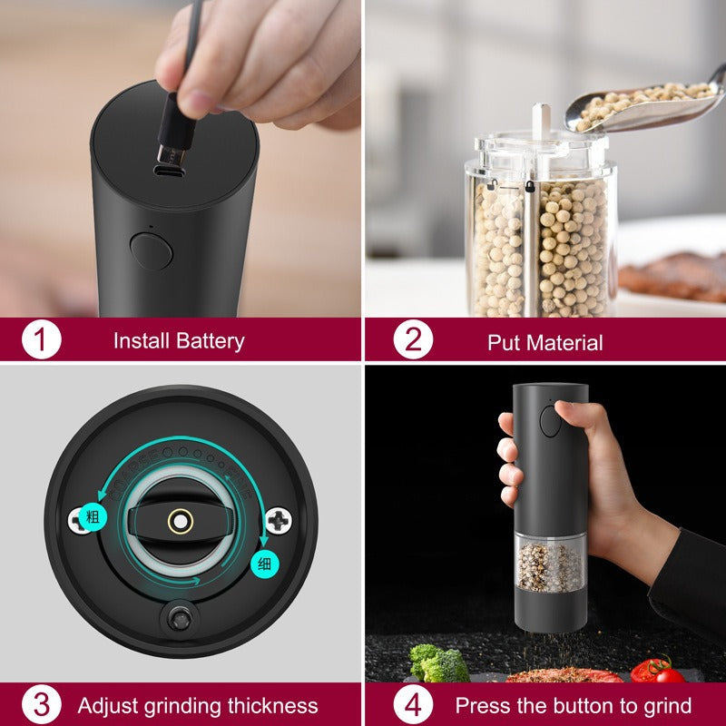 Cross-border charging grinder electric rose salt pepper flax seed grinder household wireless electric grinder