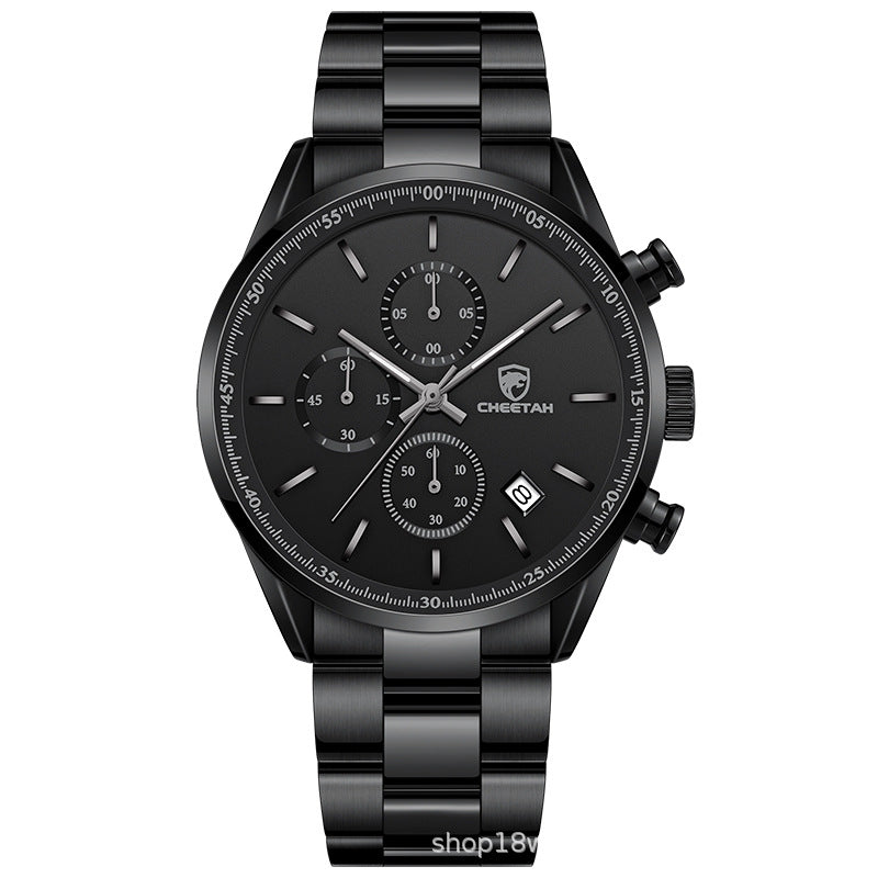 CHEETAH watch business casual men's watch multi-function waterproof quartz watch steel strap men's watch calendar