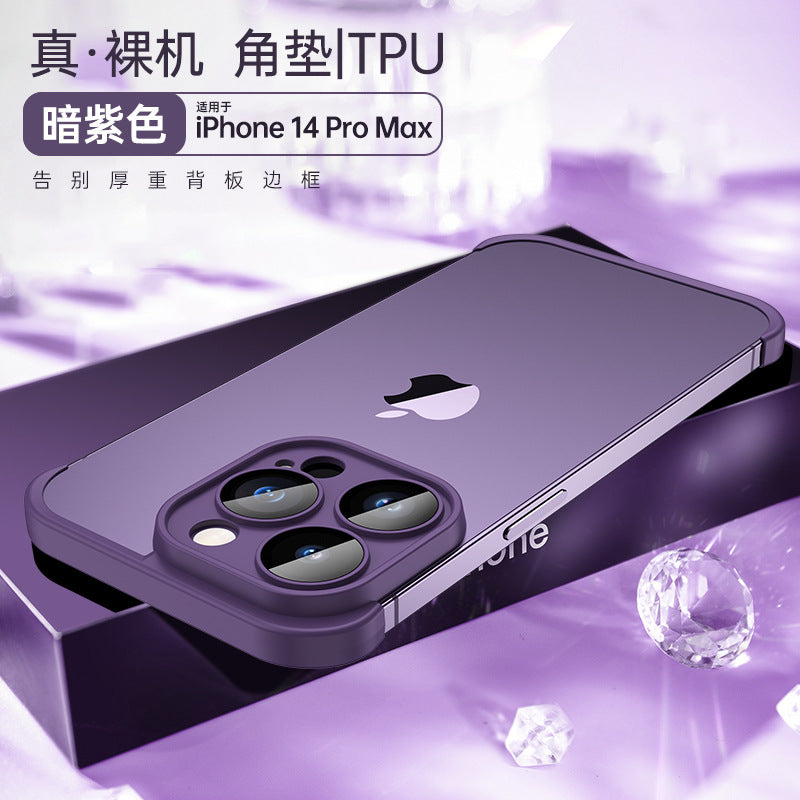 Suitable for iphone14pro with glass lens film mobile phone case Apple 13promax corner pad tpu borderless