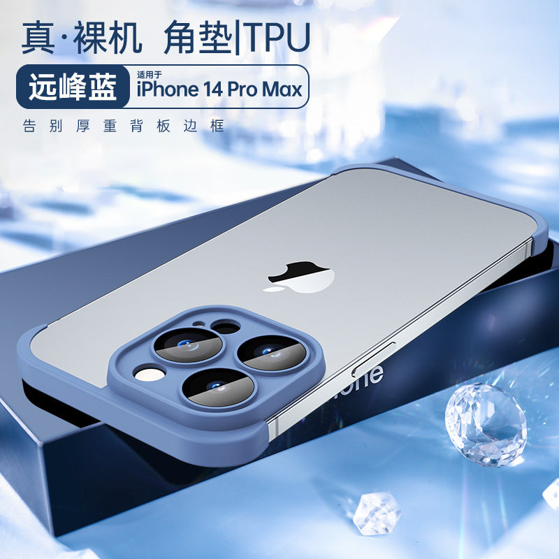 Suitable for iphone14pro with glass lens film mobile phone case Apple 13promax corner pad tpu borderless