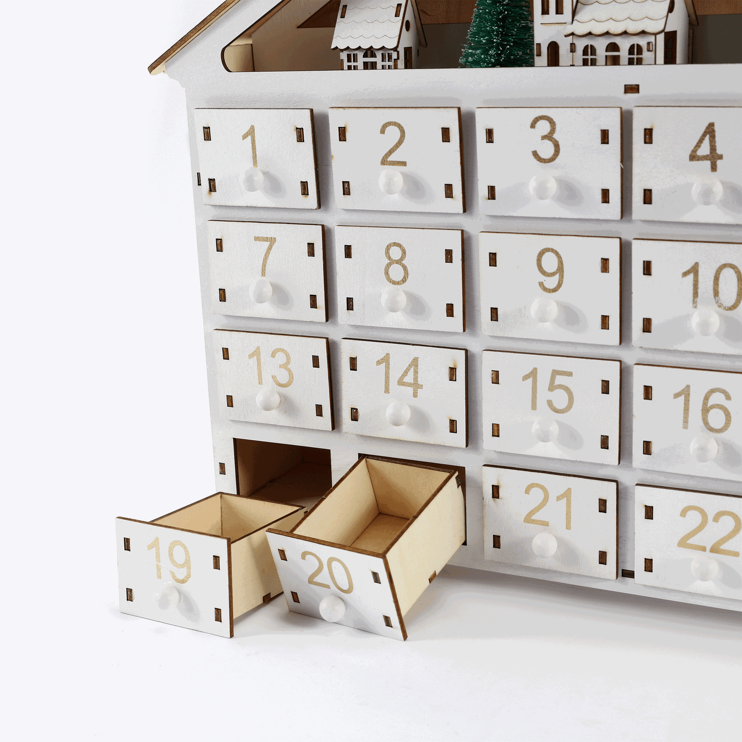 White 24-day countdown calendar Christmas digital calendar ornaments Christmas decorations home crafts ornaments
