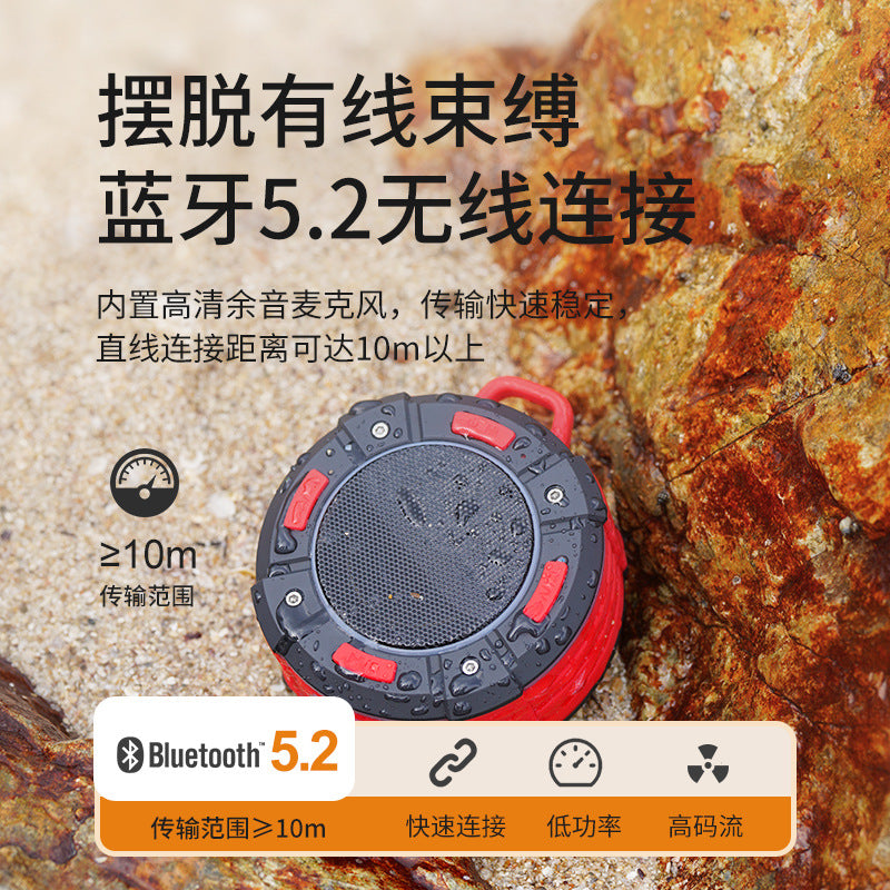 Cross-border round large suction cup mini Bluetooth speaker outdoor cycling portable small speaker subwoofer hook color light