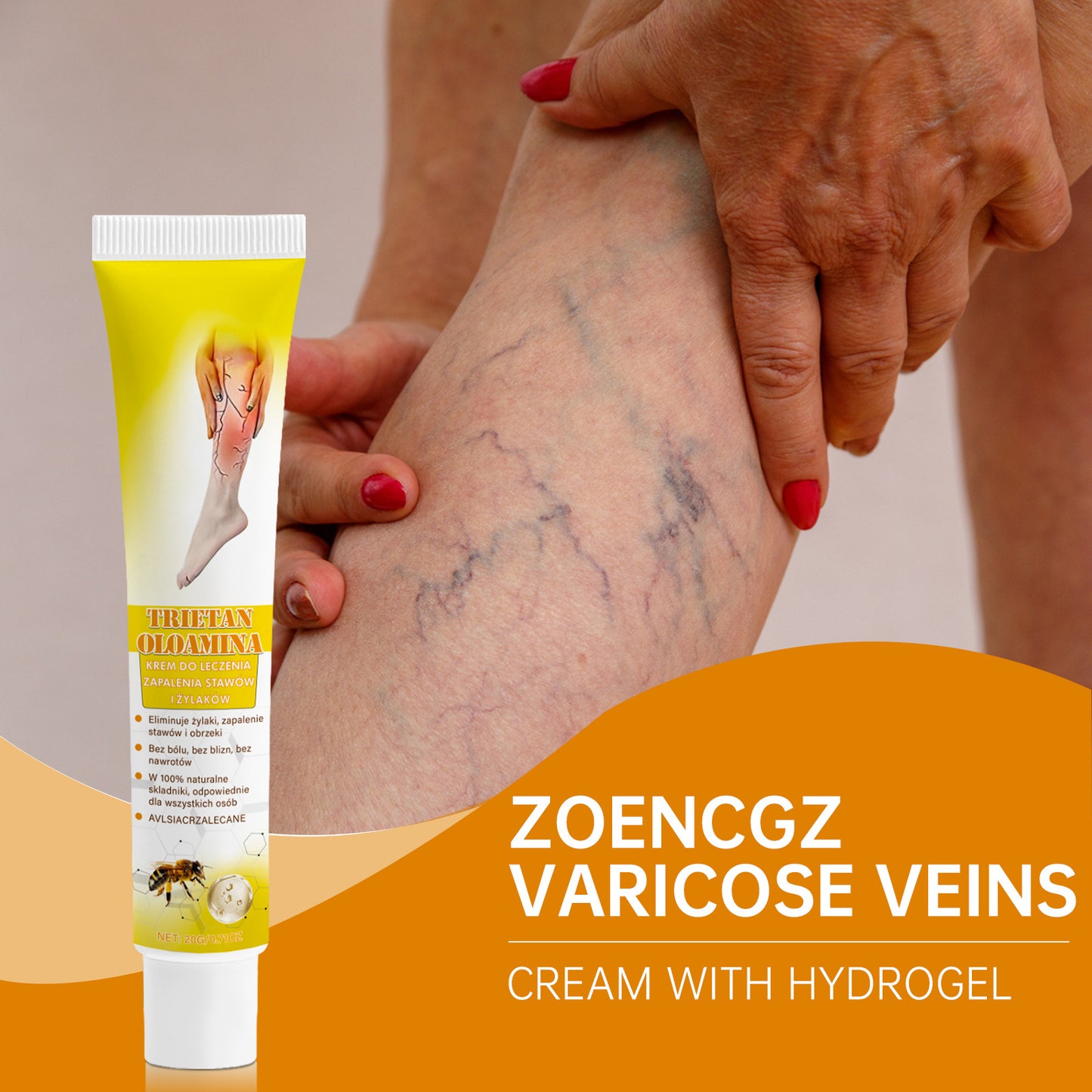 Cross-border popular bee venom vein soothing cream relieves blue veins and bulges moisturizing care cream 20g