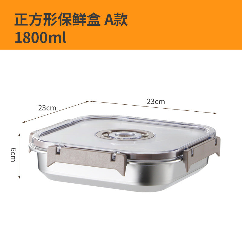 Stainless steel square multi-capacity fresh-keeping box Sealed vacuum fresh-keeping box