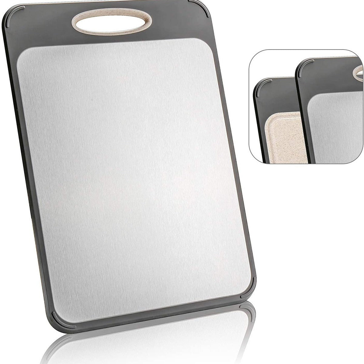 Wheat straw 304 stainless steel cutting board non-slip double-sided thickened cutting board kitchen plastic cutting board 304 stainless steel cutting board