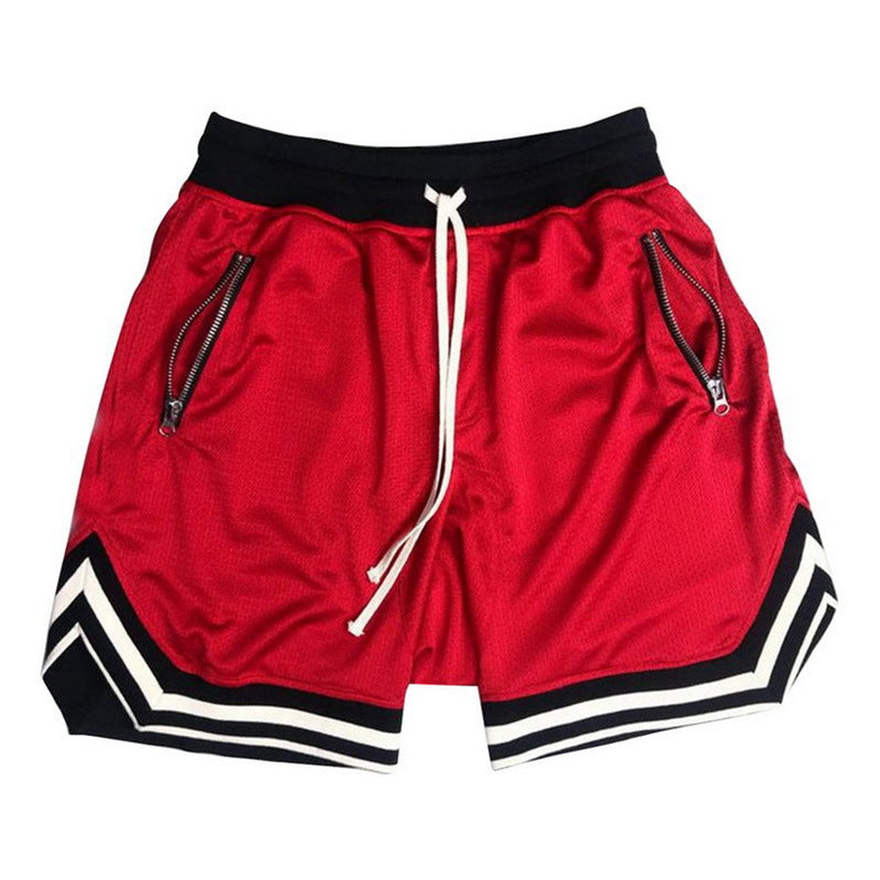 Summer muscle partner running basketball training thin mesh sports shorts men's breathable fitness five-point pants