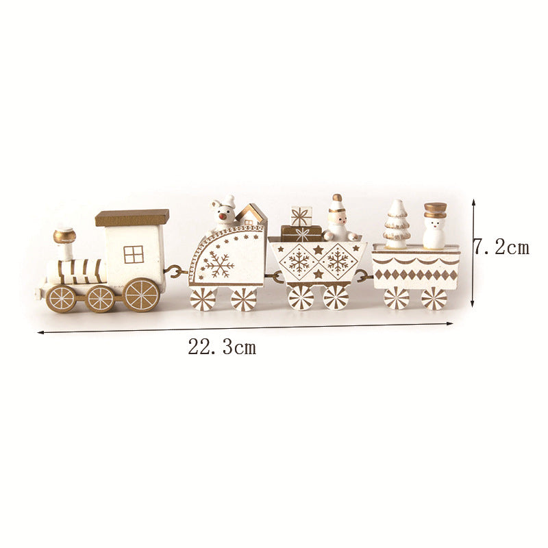 Cross-border hot selling Christmas wooden mini train decorations solid wood Christmas train cabinet desktop ornaments