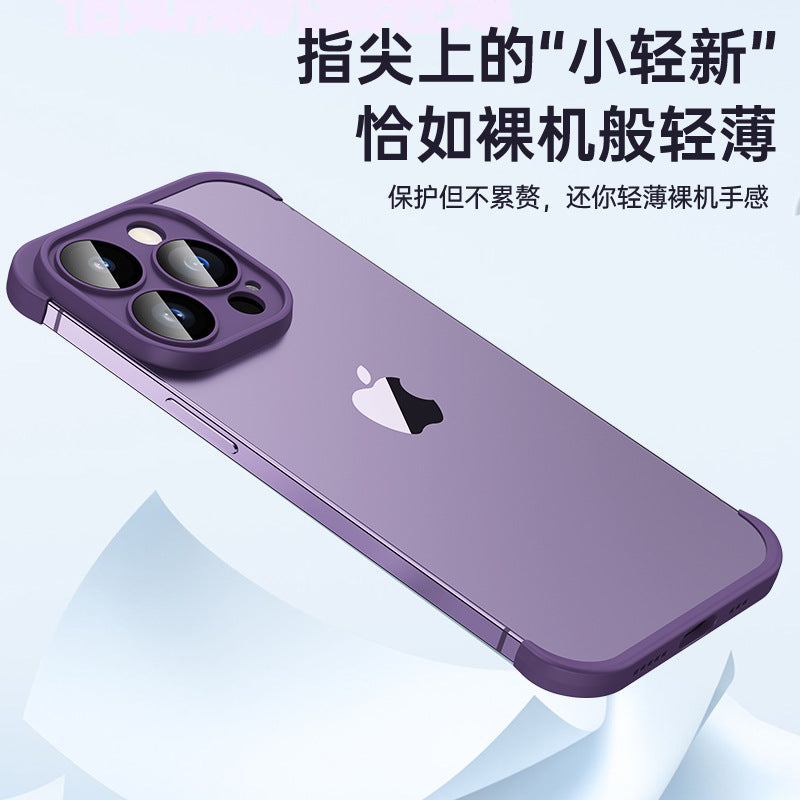 Suitable for iphone14pro with glass lens film mobile phone case Apple 13promax corner pad tpu borderless