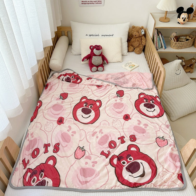 Summer children's cartoon bamboo fiber cool silk blanket infant car cover blanket baby hug blanket machine washable air conditioning blanket