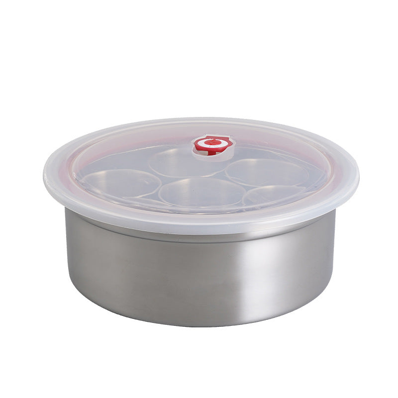 Thickened stainless steel seasoning box multi-flavor seasoning jar spice box storage box MSG salt storage box round fresh-keeping box