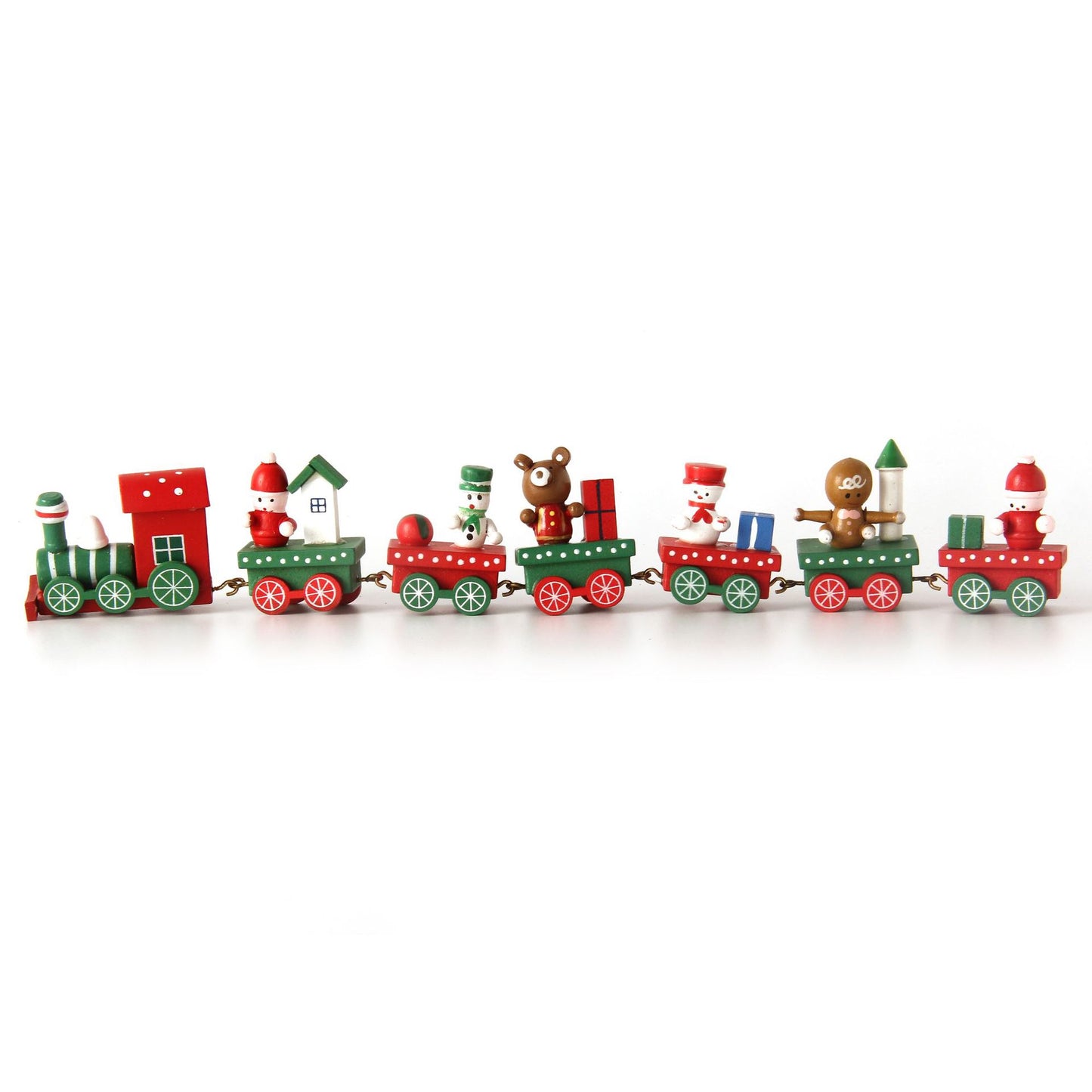 Cross-border hot selling Christmas wooden mini train decorations solid wood Christmas train cabinet desktop ornaments
