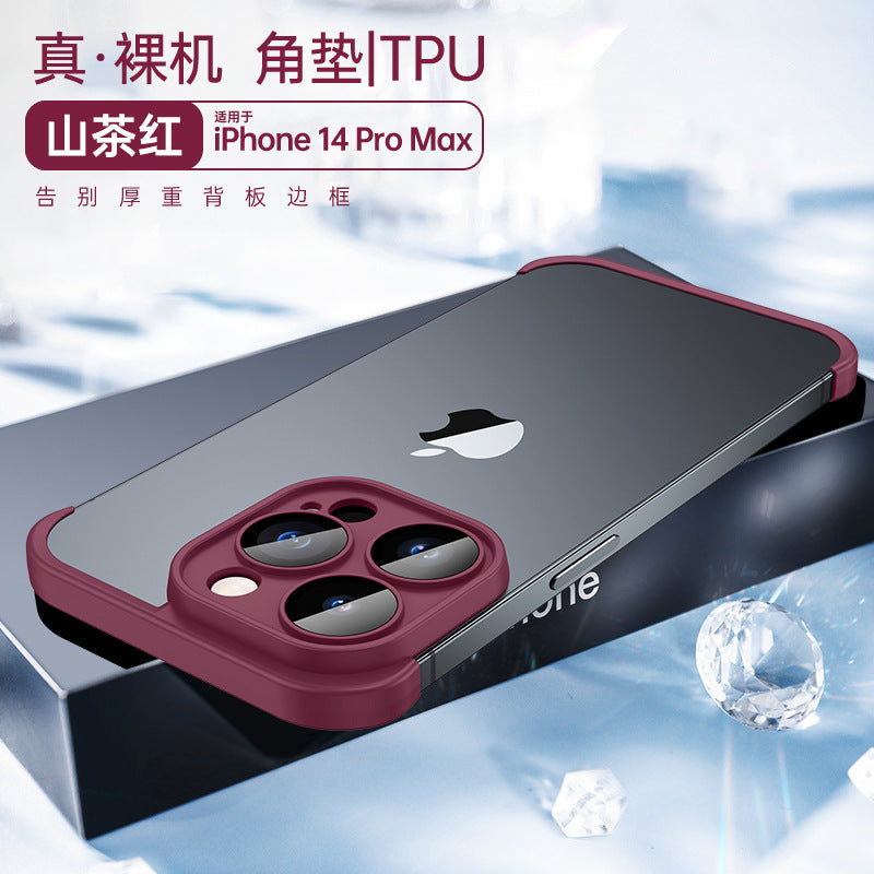 Suitable for iphone14pro with glass lens film mobile phone case Apple 13promax corner pad tpu borderless