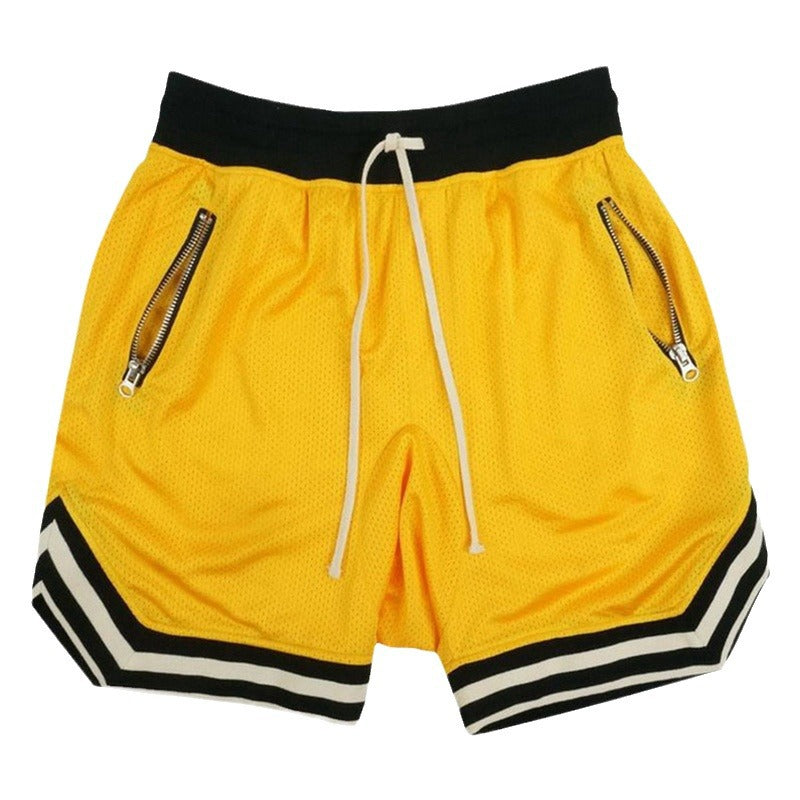 Summer muscle partner running basketball training thin mesh sports shorts men's breathable fitness five-point pants
