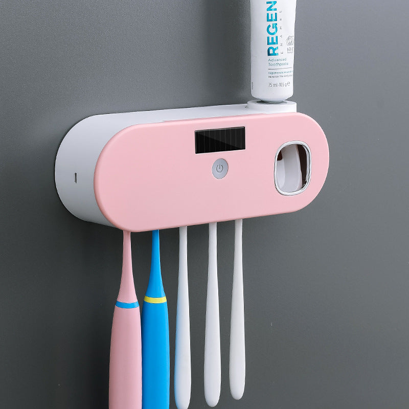 Smart UV toothbrush holder with lazy toothpaste squeezer wall-mounted suction toothbrush holder set disinfector