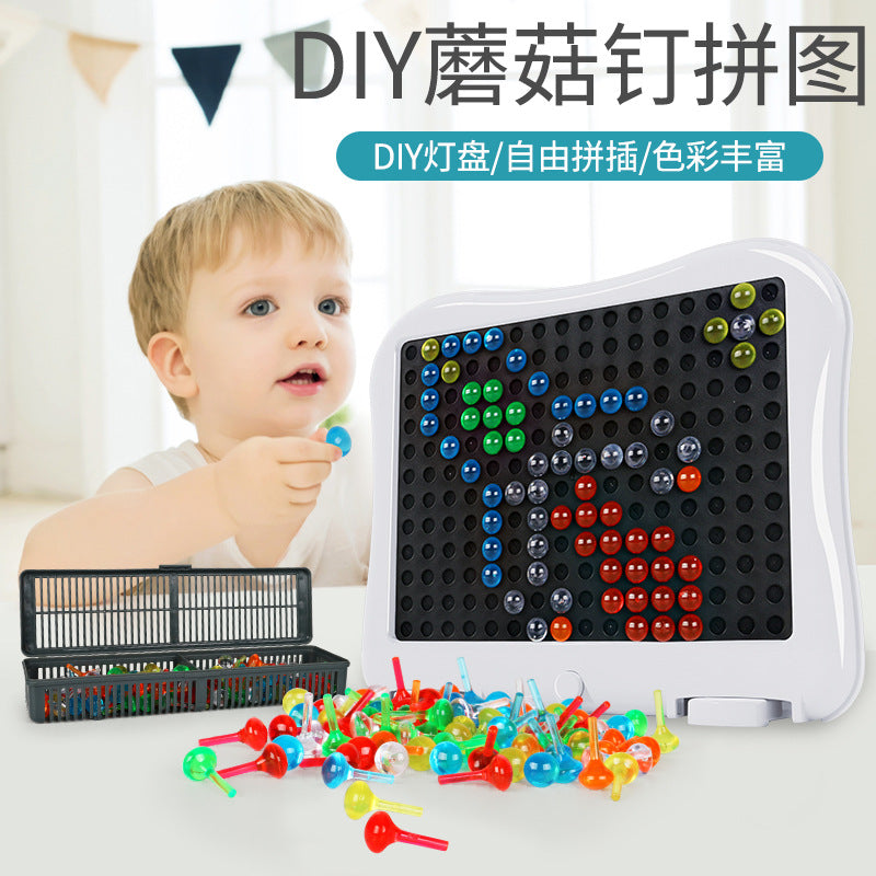 3D mushroom nail luminous board DIY puzzle toy LED luminous board children's decompression fluorescent lamp cross-border new product