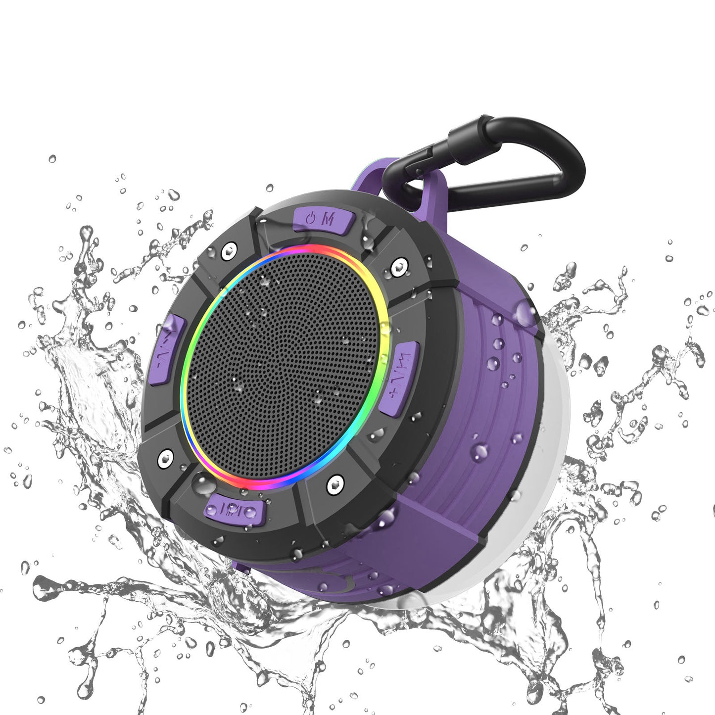 Cross-border round large suction cup mini Bluetooth speaker outdoor cycling portable small speaker subwoofer hook color light