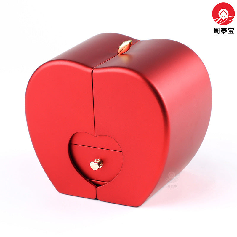 Zhenxili Apple Jewelry Gift Box Christmas Jewelry Flower Box Christmas Apple Double Jewelry Gift Box