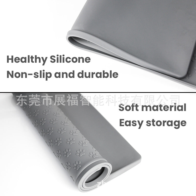 Amazon pet placemat dog food bowl mat cat feeding mat cat and dog paw print drinking water feeding mat silicone waterproof bowl mat