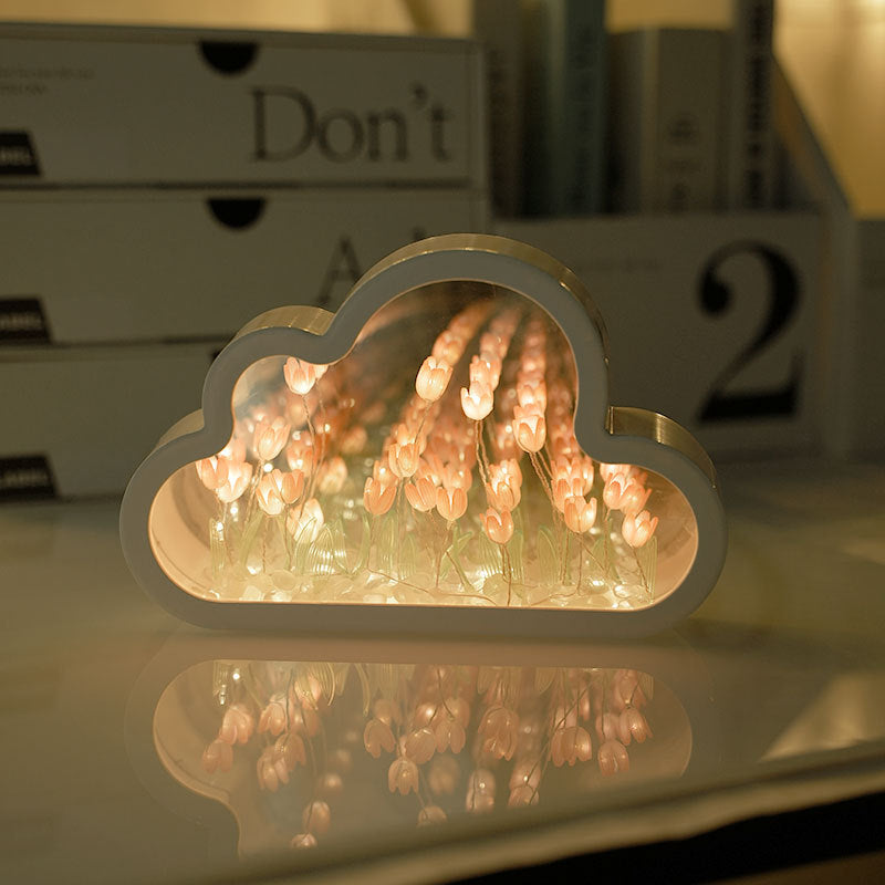 Tulip cloud mirror creative night light gift Christmas holiday gift girlfriend girlfriend atmosphere handmade ornaments