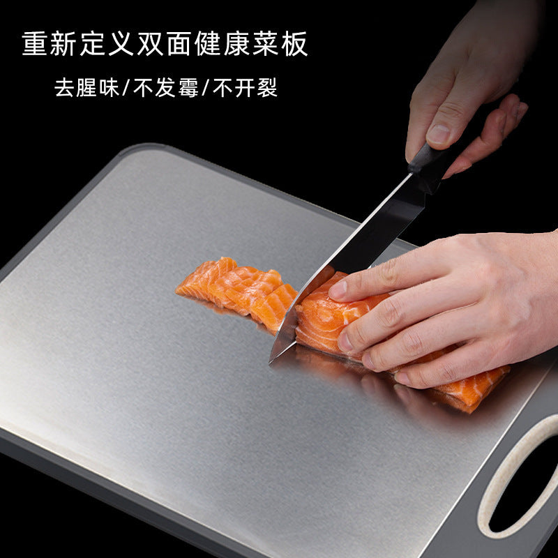Wheat straw 304 stainless steel cutting board non-slip double-sided thickened cutting board kitchen plastic cutting board 304 stainless steel cutting board