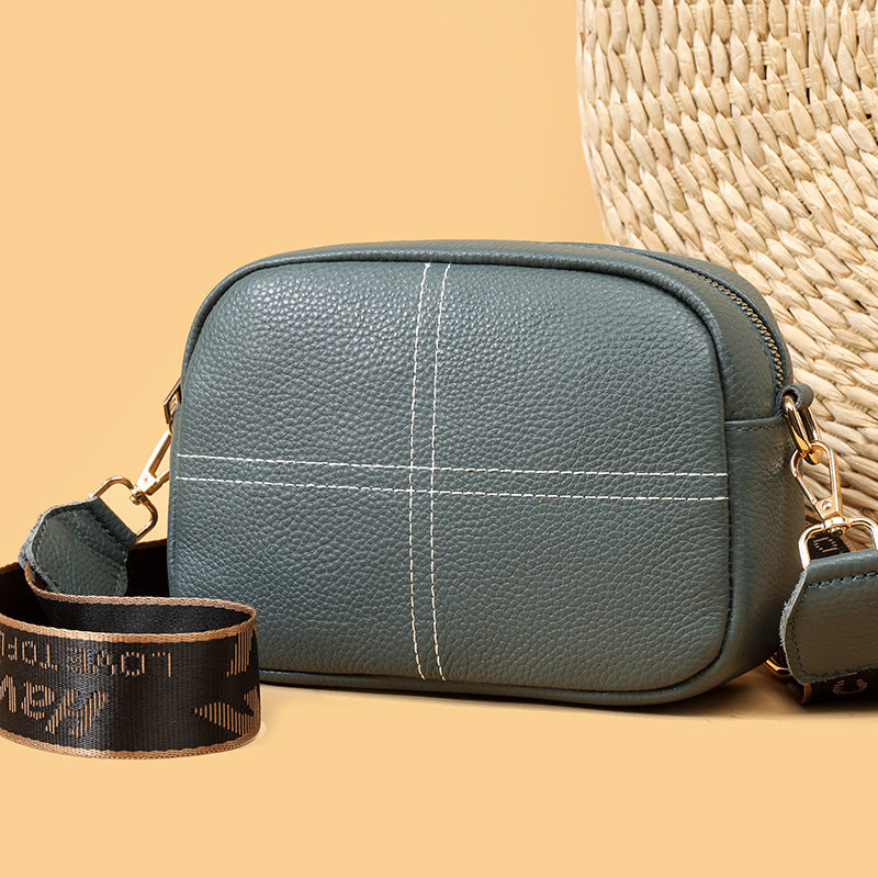 Cross-border genuine leather women's bag wholesale high-end niche first-layer cowhide small square bag trendy fashion versatile shoulder messenger bag