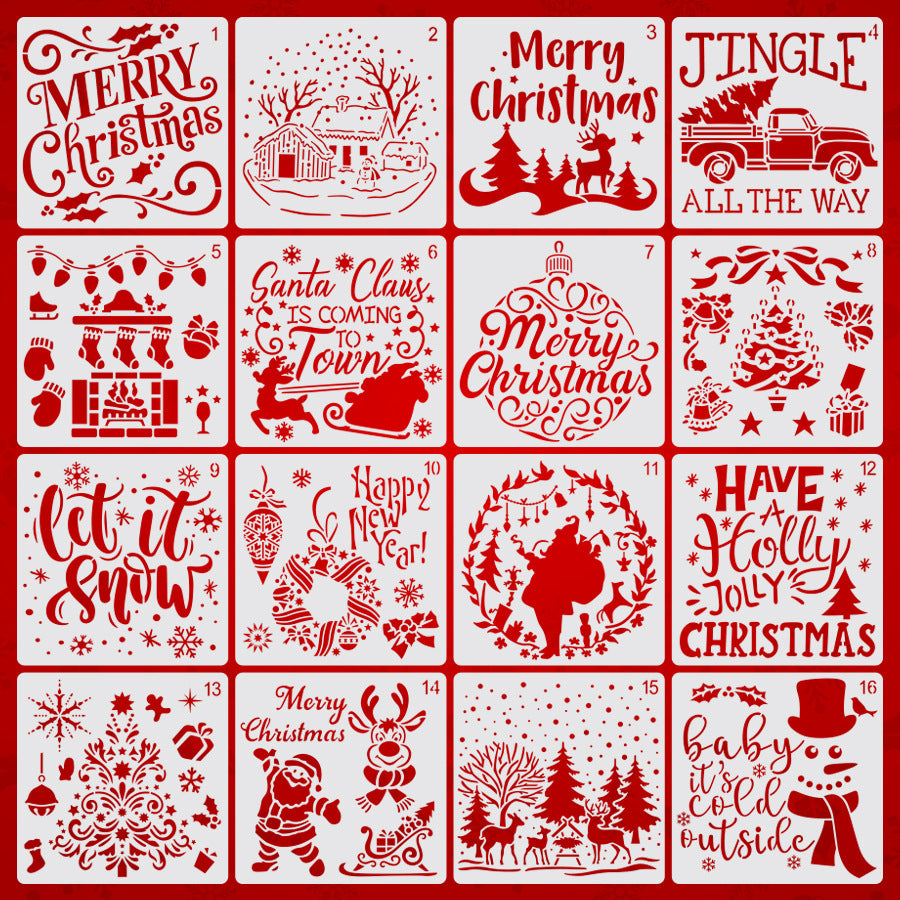 New Christmas painting template Merry Christmas Amazon hot selling painting plastic template