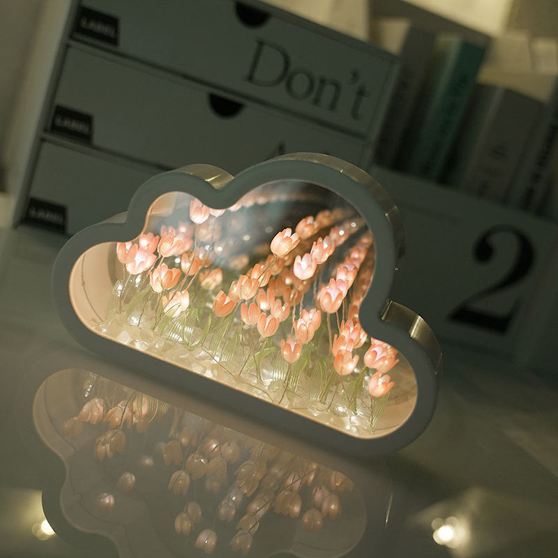 Tulip cloud mirror creative night light gift Christmas holiday gift girlfriend girlfriend atmosphere handmade ornaments