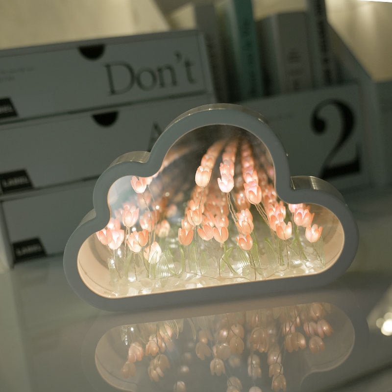 Tulip cloud mirror creative night light gift Christmas holiday gift girlfriend girlfriend atmosphere handmade ornaments