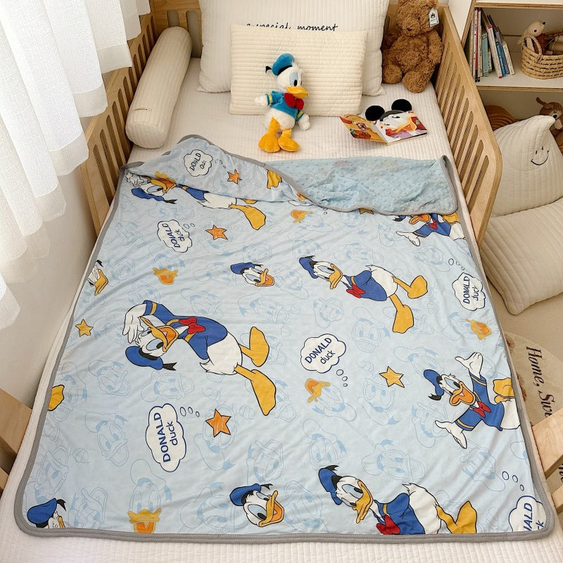 Summer children's cartoon bamboo fiber cool silk blanket infant car cover blanket baby hug blanket machine washable air conditioning blanket