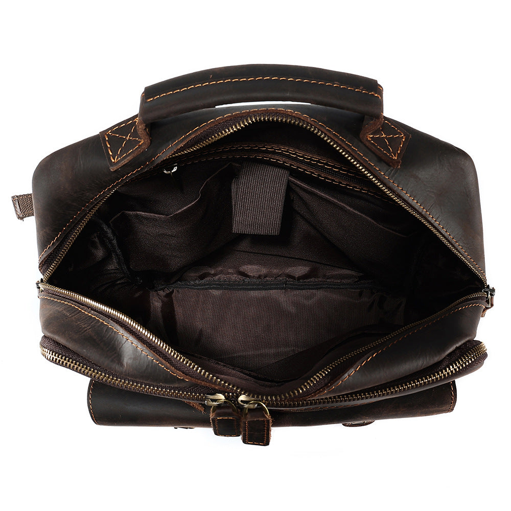 Backpack Retro Crazy Horse Leather Men's Fashion Trend Genuine Leather Backpack Large Capacity Travel Bag Cowhide Men's Bag