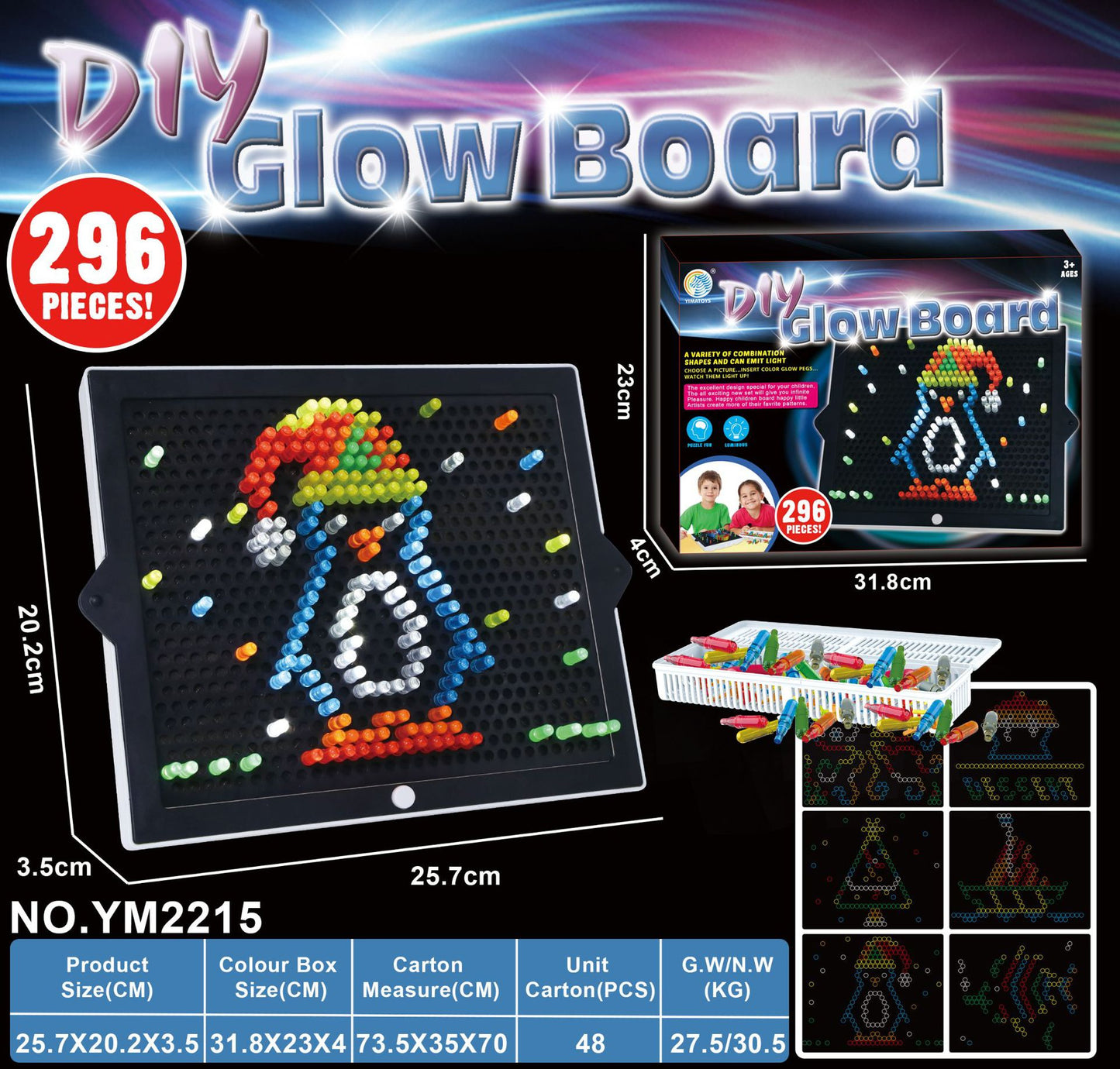 3D mushroom nail luminous board DIY puzzle toy LED luminous board children's decompression fluorescent lamp cross-border new product