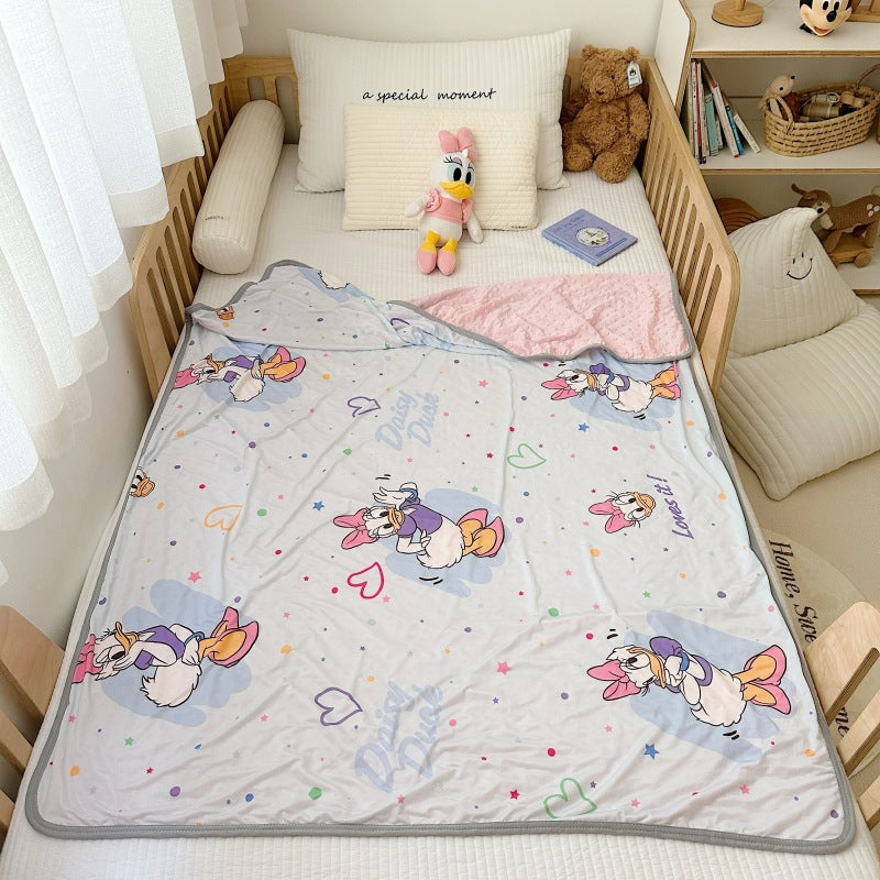 Summer children's cartoon bamboo fiber cool silk blanket infant car cover blanket baby hug blanket machine washable air conditioning blanket