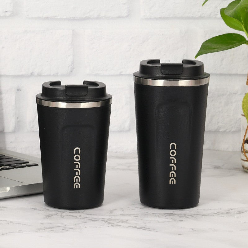 Cross-border 304 vacuum insulated stainless steel coffee cup double-layer car cup spray-coated promotional gift with printed logo