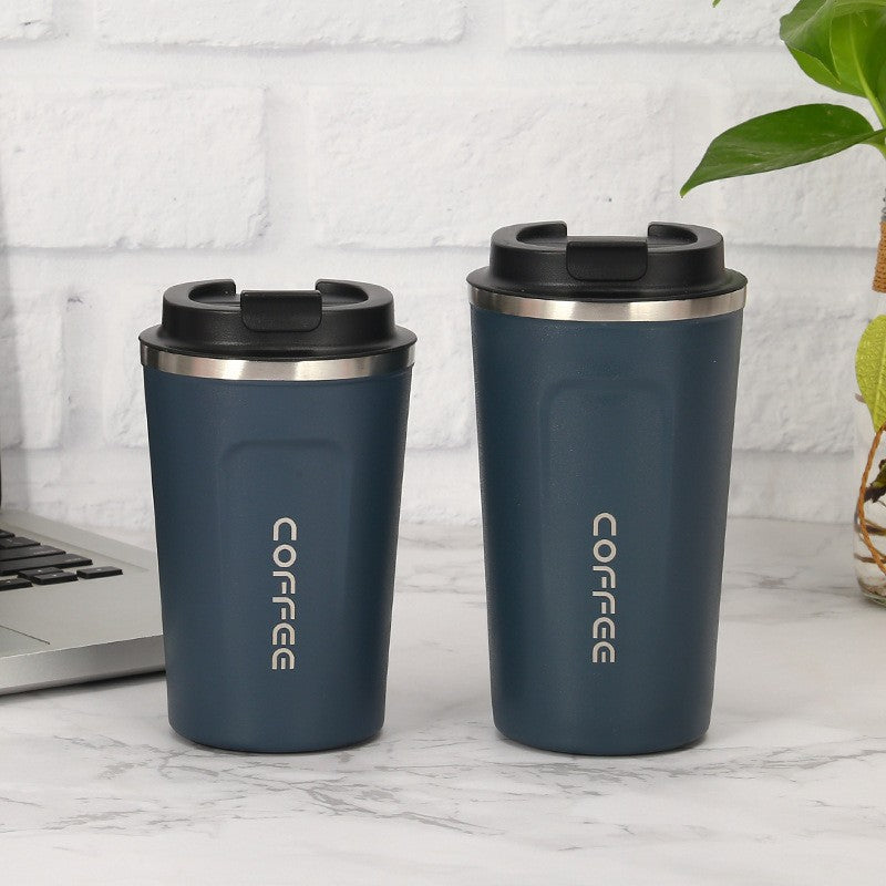 Cross-border 304 vacuum insulated stainless steel coffee cup double-layer car cup spray-coated promotional gift with printed logo