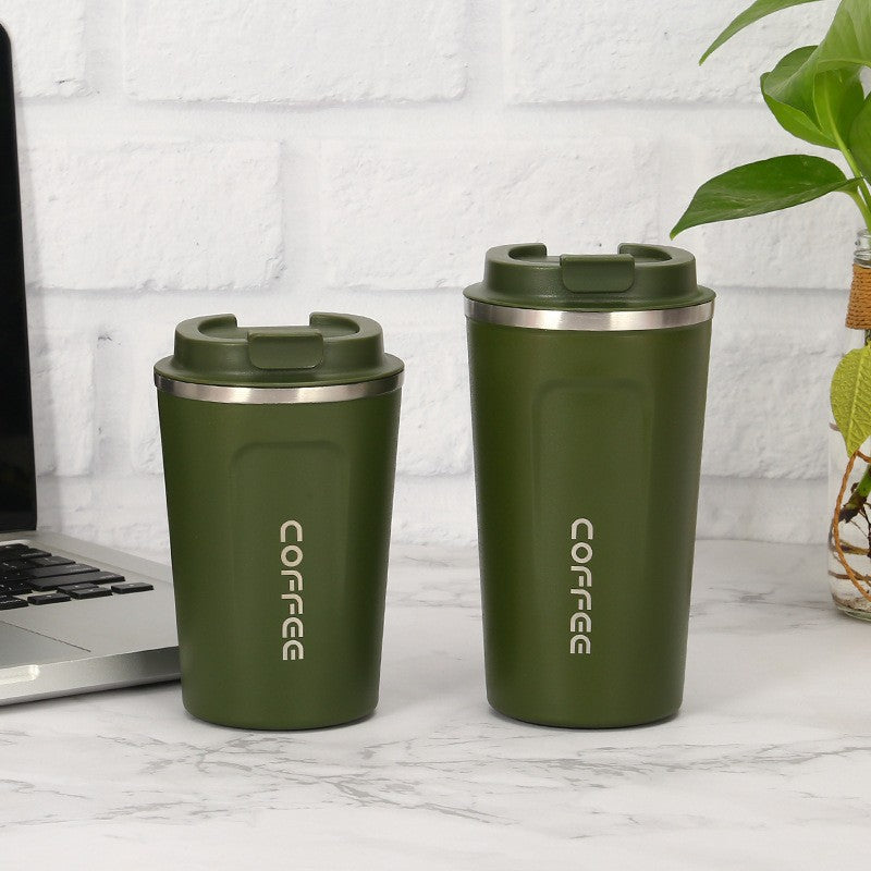 Cross-border 304 vacuum insulated stainless steel coffee cup double-layer car cup spray-coated promotional gift with printed logo