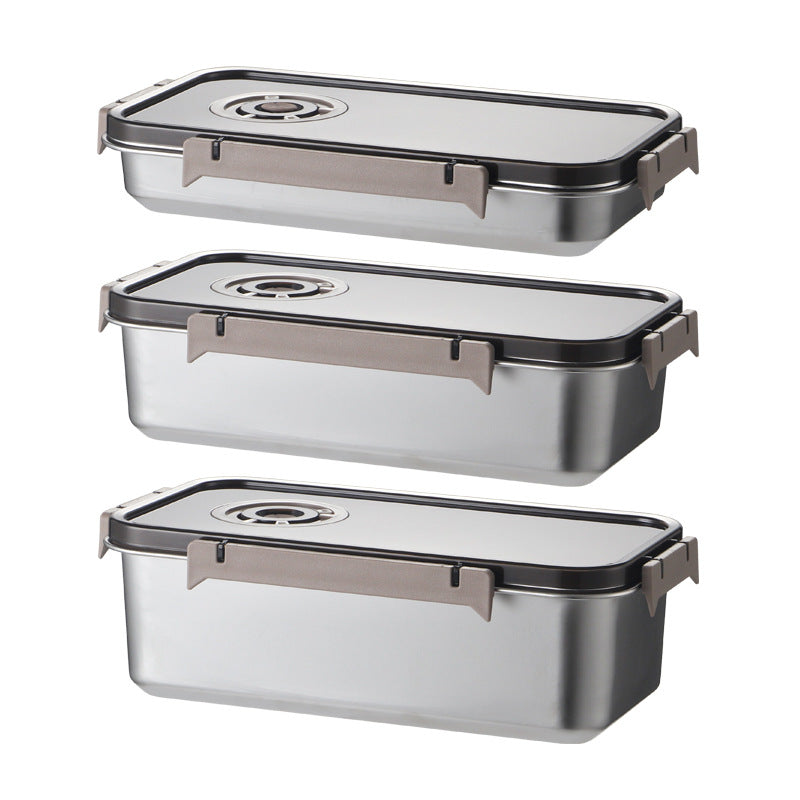 Stainless steel fresh-keeping box, large capacity, multi-purpose sealing buckle, leak-proof refrigerator fresh-keeping box