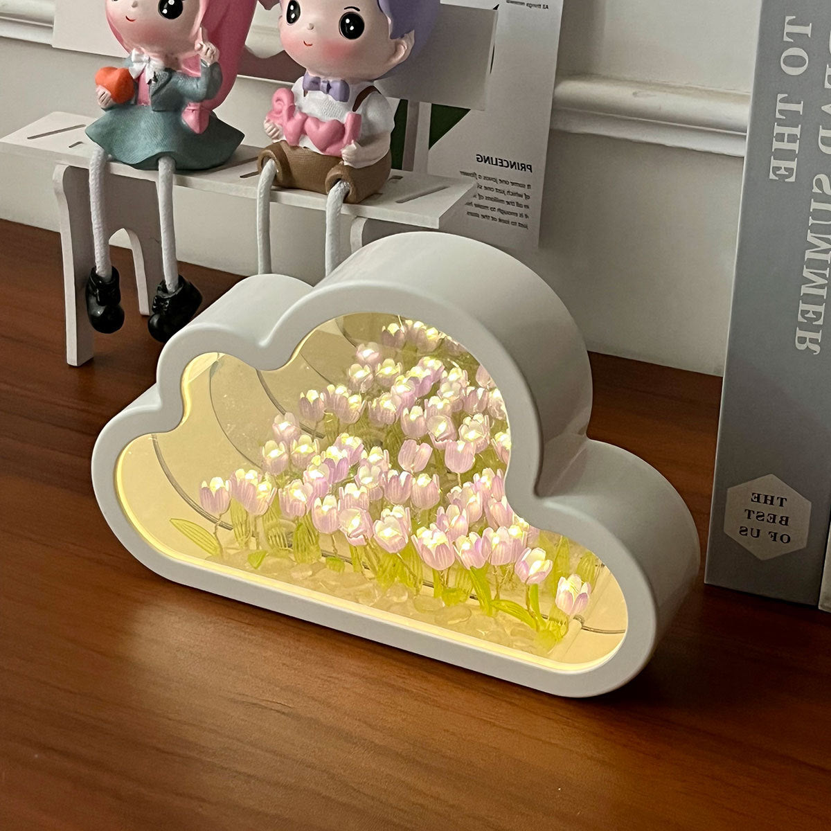 Tulip cloud mirror creative night light gift Christmas holiday gift girlfriend girlfriend atmosphere handmade ornaments