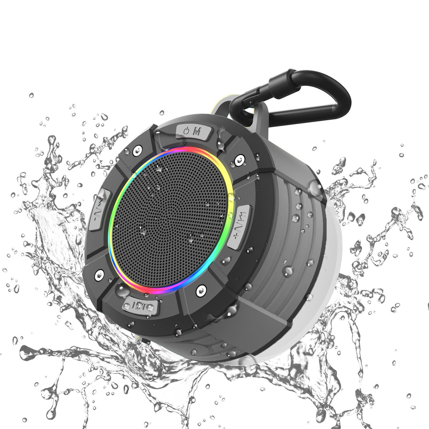 Cross-border round large suction cup mini Bluetooth speaker outdoor cycling portable small speaker subwoofer hook color light