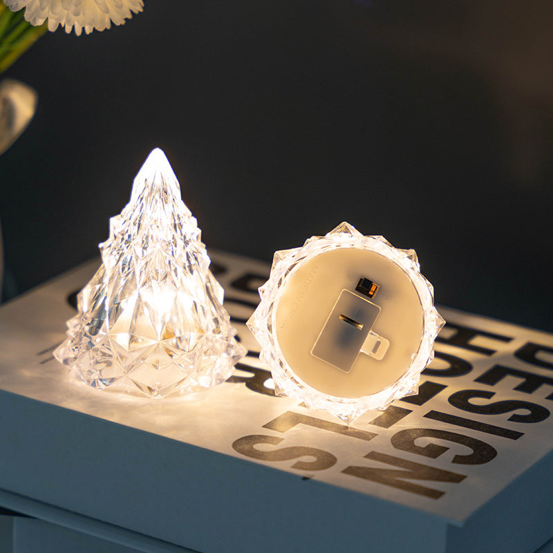 Wholesale christmas decorations diamond crystal atmosphere lights restaurant decorations acrylic led christmas tree night lights
