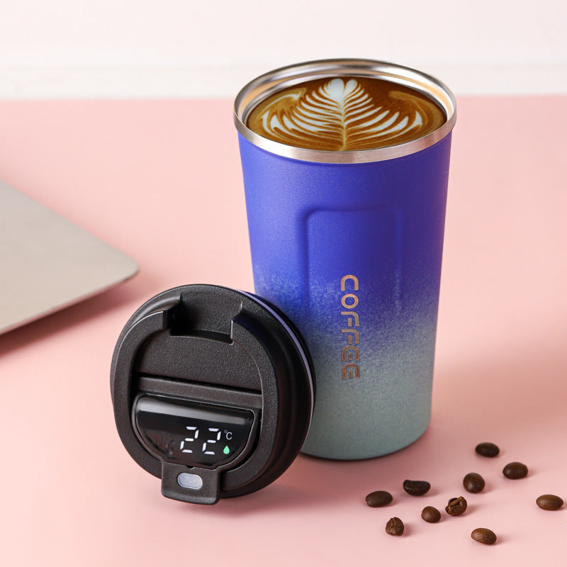 Cross-border 304 vacuum insulated stainless steel coffee cup double-layer car cup spray-coated promotional gift with printed logo