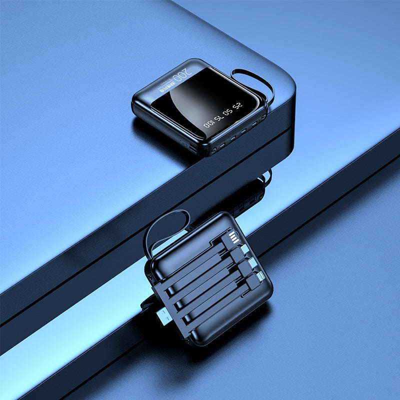 Mini power bank with built-in cable 20000 mAh large capacity small and convenient gift mobile power wholesale printing